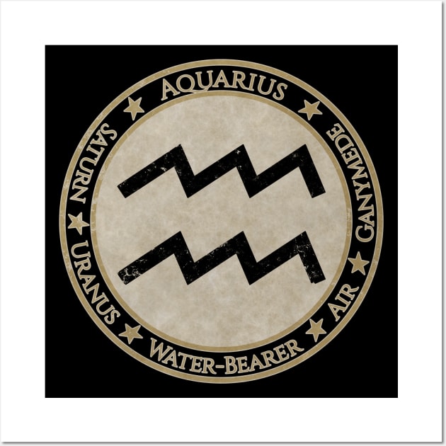 Vintage Aquarius Zodiac Sign Horoscope Astrology Symbol Wall Art by DragonXX